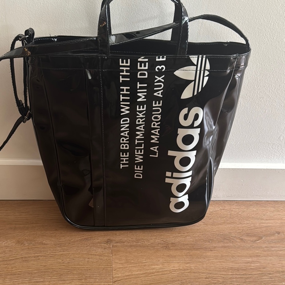 Adidas Black Modern Tote Bag with Trefoil Logo